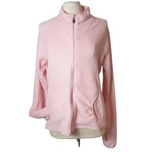 Xersion Womens Pink Fleece Jacket L Zip-Up Pockets Bubblegum Barbie Athleisure